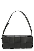 Bottega Veneta Brick Intrecciato Leather Shoulder Bag in Black-Gold at Nordstrom