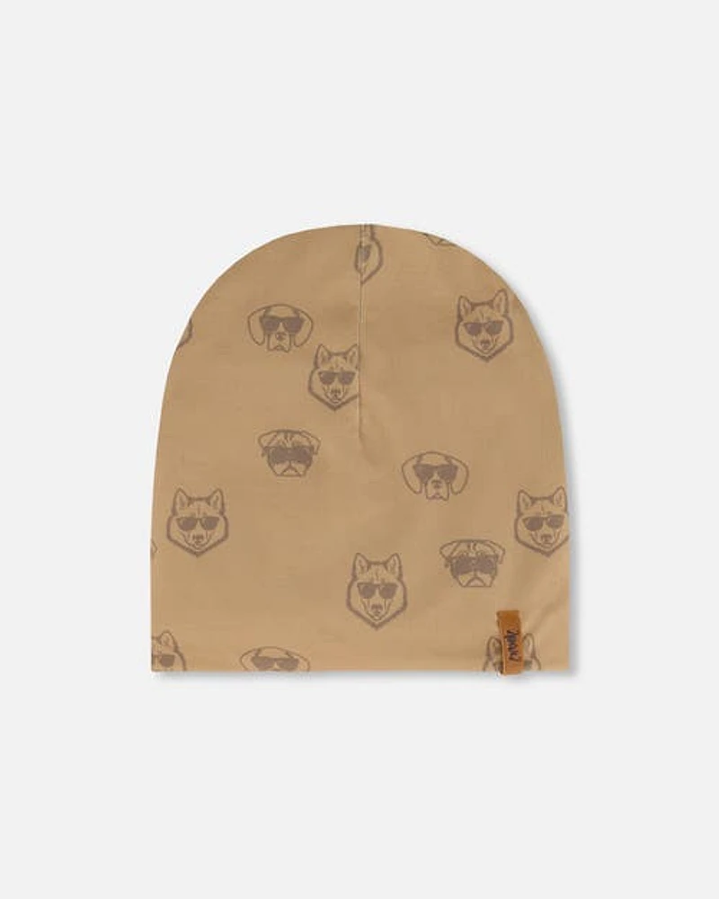 Deux Par Deux Baby Boy's Outdoor Hat Printed Dogs Beige at Nordstrom, Size 12-24M