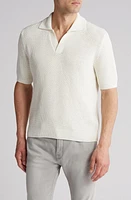 FRAME Open Knit Cotton & Silk Polo Sweater at Nordstrom,