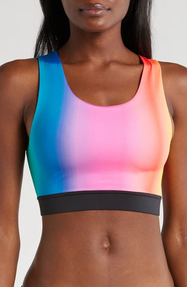 TomboyX Reversible Sport Bikini Top Melting Rainbow at Nordstrom,