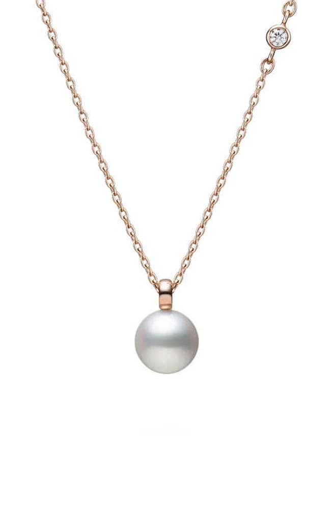 Mikimoto Classic Cultured Pearl & Diamond Pendant Necklace in 18Ky at Nordstrom