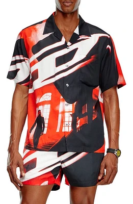 DIESEL Adrian Graphic Camp Shirt Black/Red at Nordstrom,