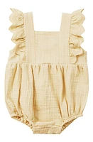 Rylee + Cru Naomi Ruffled Organic Cotton Bubble Romper Lemon at Nordstrom,