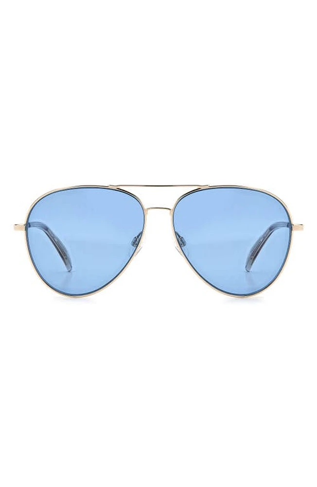 rag & bone 59mm Aviator Sunglasses in Gold Beige/Blue at Nordstrom