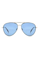 rag & bone 59mm Aviator Sunglasses in Gold Beige/Blue at Nordstrom