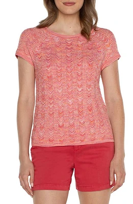 Liverpool Los Angeles Chevron Pattern Short Sleeve Sweater Sugar Coral Spd at Nordstrom,