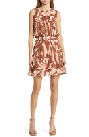 Socialite Pleated Minidress Brown Multi Print at Nordstrom,