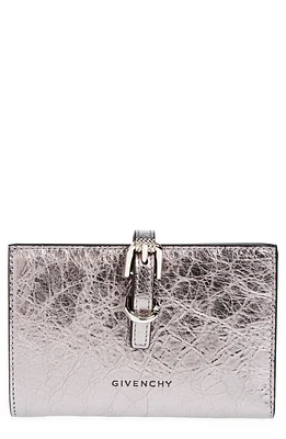 Givenchy Voyou Crinkled Metallic Leather Bilfold Wallet in Silvery Grey at Nordstrom