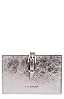 Givenchy Voyou Crinkled Metallic Leather Bilfold Wallet in Silvery Grey at Nordstrom