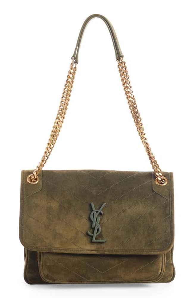 Saint Laurent Medium Niki Suede Shoulder Bag in Loden Green at Nordstrom