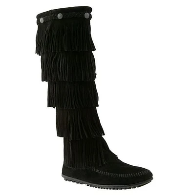 Minnetonka Five Layer Fringe Boot Black at Nordstrom,