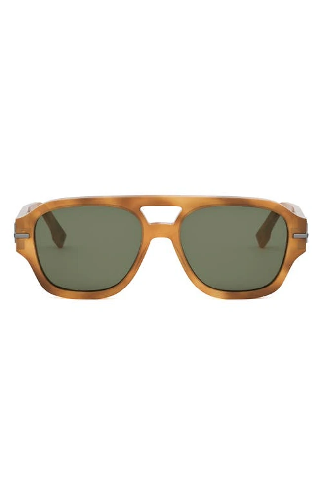 'Fendigraphy 55mm Geometric Sunglasses in Havana /Green at Nordstrom