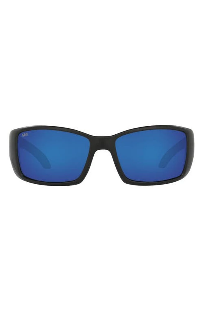 Costa Del Mar 62mm Rectangular Polarized Sunglasses in Black Blue at Nordstrom