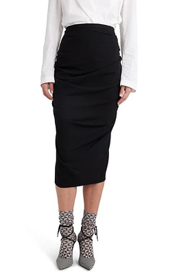 Dries Van Noten Sonata Ruched Wool Blend Midi Skirt Black 900 at Nordstrom, Us