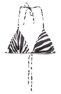 MANGO Animal Print Triangle Halter Bikini Top Zebra at Nordstrom,