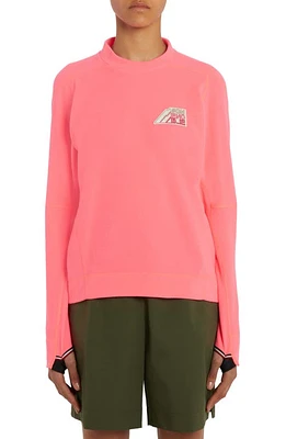 Moncler Grenoble Mountain Logo Patch Crewneck Fleece Sweatshirt Pink at Nordstrom,