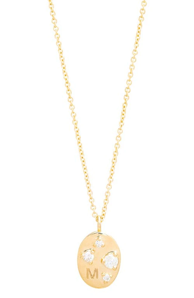 STONE AND STRAND Monogram Oval Medallion Diamond Necklace in Yellow Gold-M at Nordstrom, Size 18