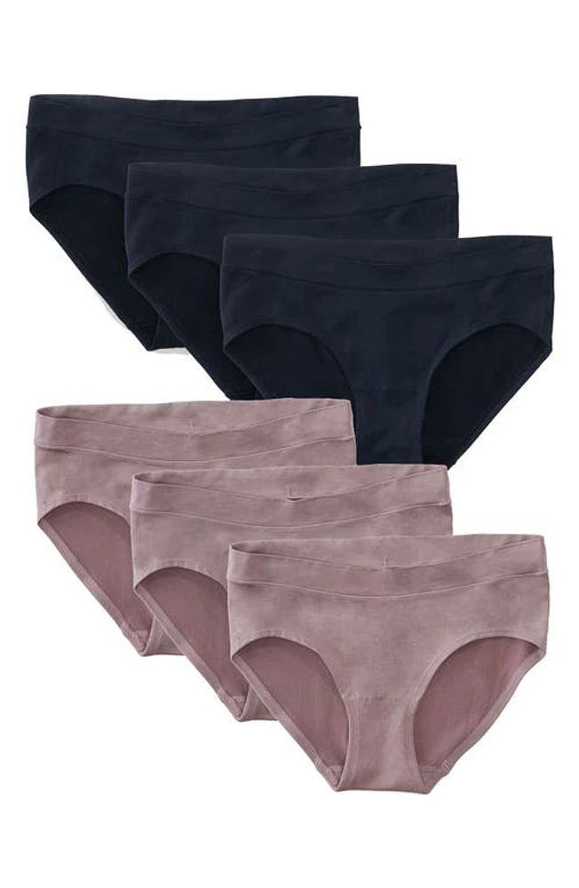 Ingrid & Isabel 6-Pack Seamless Maternity Briefs Black/Mauve at Nordstrom,