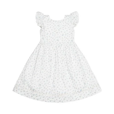 Hope & Henry Girls' Flutter Sleeve Cross Back Dress, Infant in Natural Ditsy Floral at Nordstrom, Size 6-12M