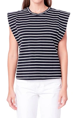 English Factory Stripe Extended Shoulder T-Shirt at Nordstrom,