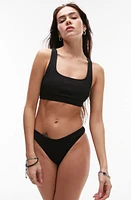 Topshop Crop Rib Bikini Top Black at Nordstrom, Us