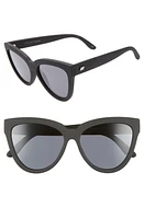 Le Specs Liar Liar 57mm Polarized Cat Eye Sunglasses in Black Rubber at Nordstrom