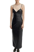 MANGO V-Neck Leather Sheath Dress in Black at Nordstrom, Size 8