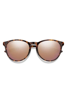 Smith Wander 55mm ChromaPop Polarized Round Sunglasses in Tortoise /Rose Gold Mirror at Nordstrom