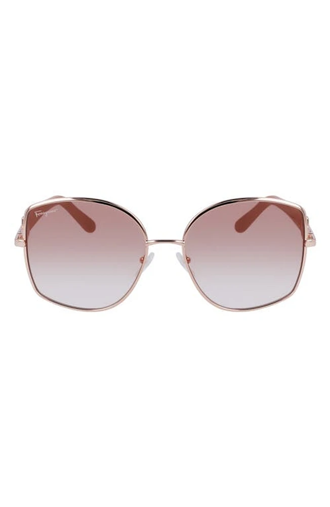 FERRAGAMO Gancini 57mm Gradient Oval Sunglasses in Rose Gold/Nude Gradient at Nordstrom