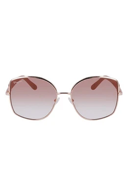 FERRAGAMO Gancini 57mm Gradient Oval Sunglasses in Rose Gold/Nude Gradient at Nordstrom