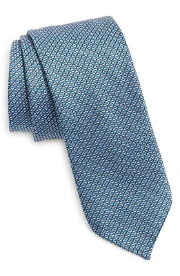 BOSS Neat Geometric Tie in Dark Blue at Nordstrom