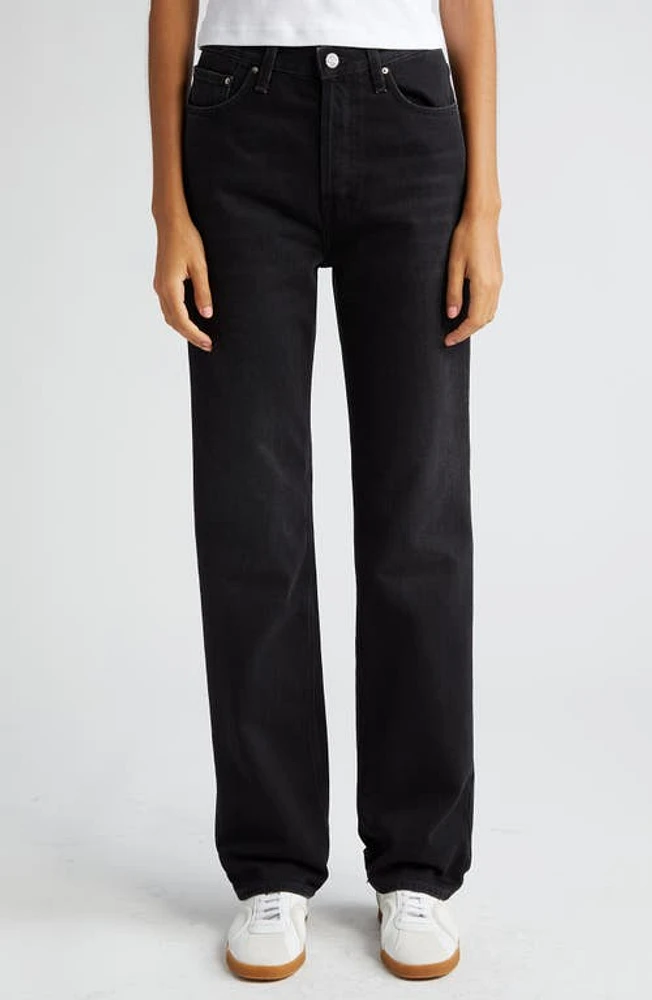 TOTEME Classic High Waist Rigid Straight Leg Jeans Faded Black at Nordstrom, X 32