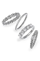 Nadri Zoe Set of 4 Stacking Rings in Rhodium at Nordstrom