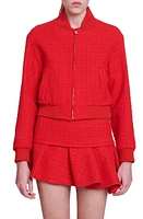 maje Bala Front Zip Tweed Jacket in Red at Nordstrom, Size 1