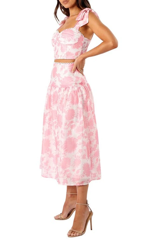 Petal & Pup Elle Floral Top Midi Skirt Set Pink at Nordstrom,