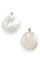 Poppy Finch Petal Pearl & Diamond Stud Earrings in Pearl/14K Yellow Gold at Nordstrom