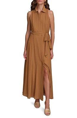 Donna Karan New York Stripe Sleeveless Maxi Shirtdress Desert Combo at Nordstrom,