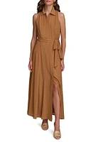 Donna Karan New York Stripe Sleeveless Maxi Shirtdress Desert Combo at Nordstrom,