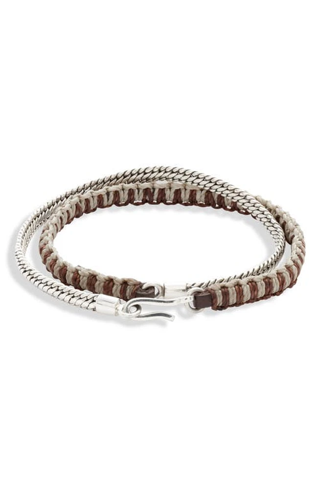 Caputo & Co. Men's Hitch Knot & Sterling Silver Bracelet in Brown Combo at Nordstrom