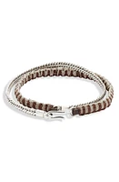 Caputo & Co. Men's Hitch Knot & Sterling Silver Bracelet in Brown Combo at Nordstrom