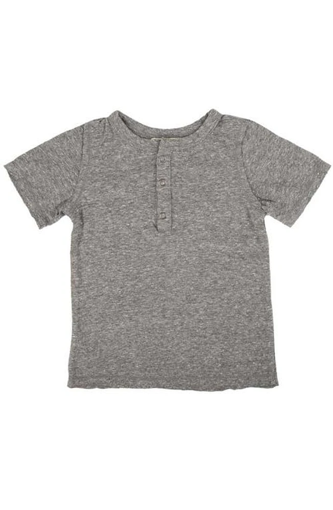 Miki Miette Kids' Pauli Short Sleeve Henley in Heather Grey at Nordstrom, Size 8