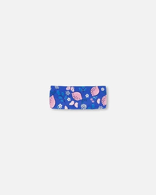 Deux Par Deux Girl's Swimwear Headband Royal Blue Printed Pink Lemon at Nordstrom