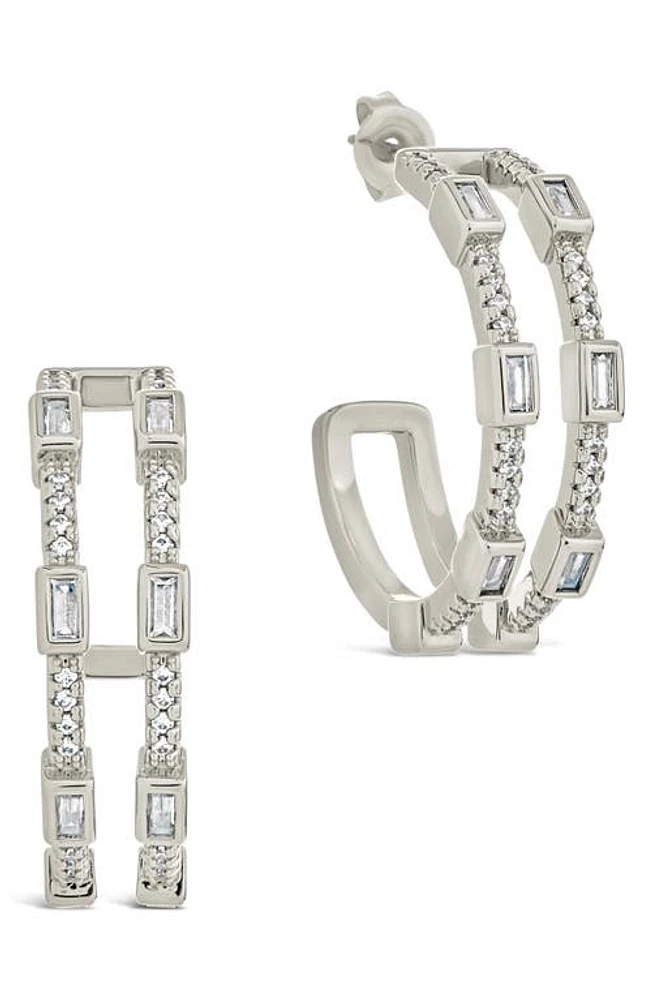 Sterling Forever Neah Cubic Zirconia Hoop Earrings in Silver at Nordstrom