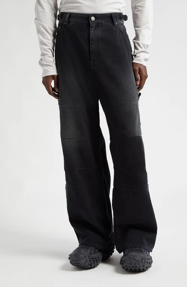 Balenciaga Gender Inclusive Baggy Denim Cargo Pants in Sunbleached Black at Nordstrom, Size Medium