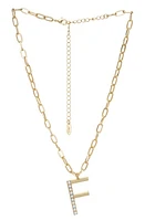 Ettika Imitation Pearl Initial Pendant Necklace in Gold- F at Nordstrom