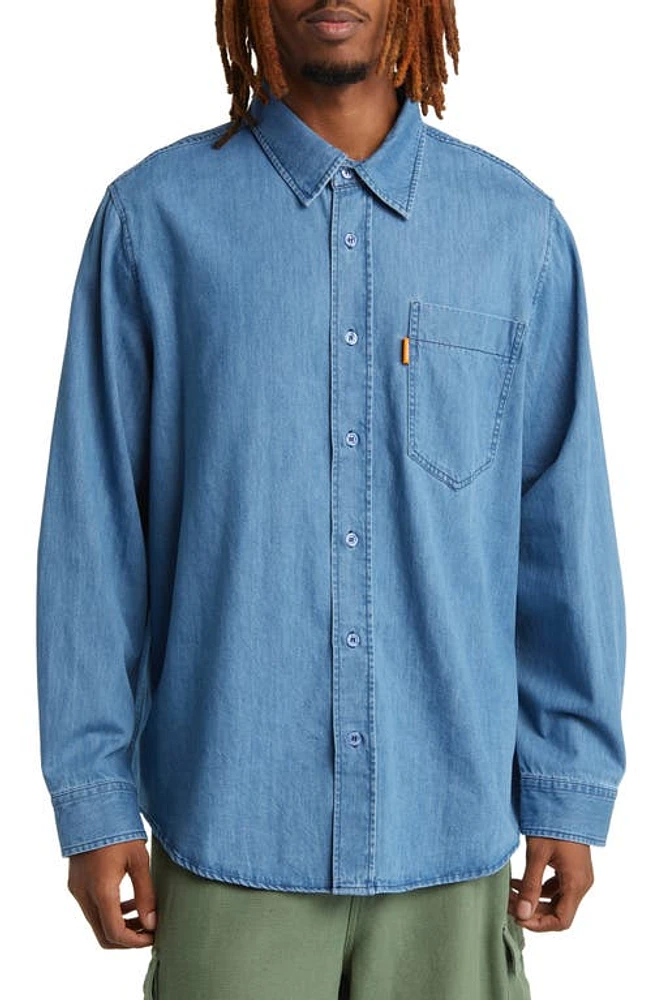 CHECKS Denim Shirt in Stonewash at Nordstrom, Size Small