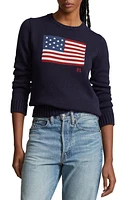 Polo Ralph Lauren Flag Crewneck Sweater Navy at Nordstrom,