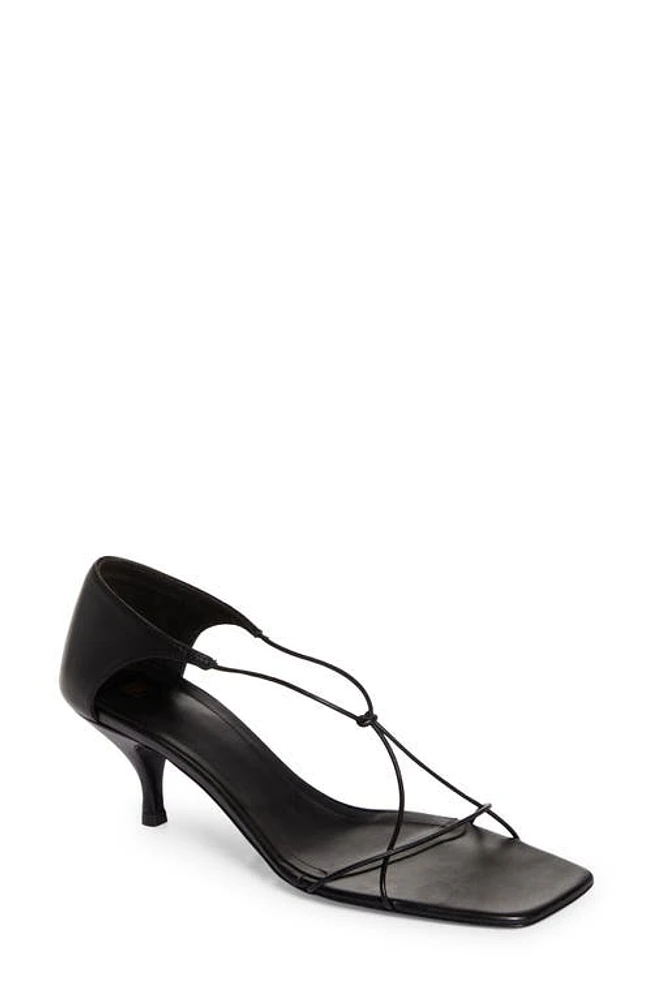 TOTEME The Leather Knot Kitten Heel Sandal Black at Nordstrom,