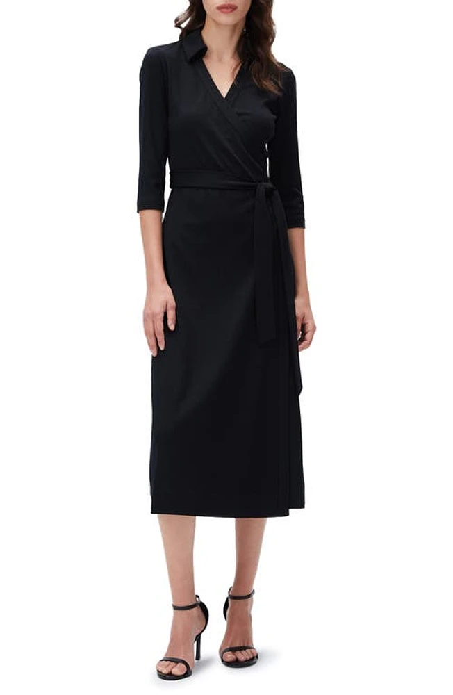 Diane von Furstenberg Abigail Midi Wrap Dress Black at Nordstrom,