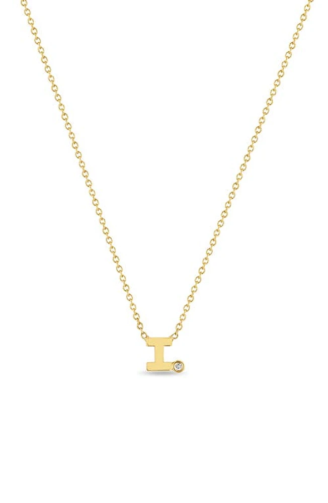 Zoë Chicco Diamond Initial Pendant Necklace in Yellow Gold-I at Nordstrom, Size 16